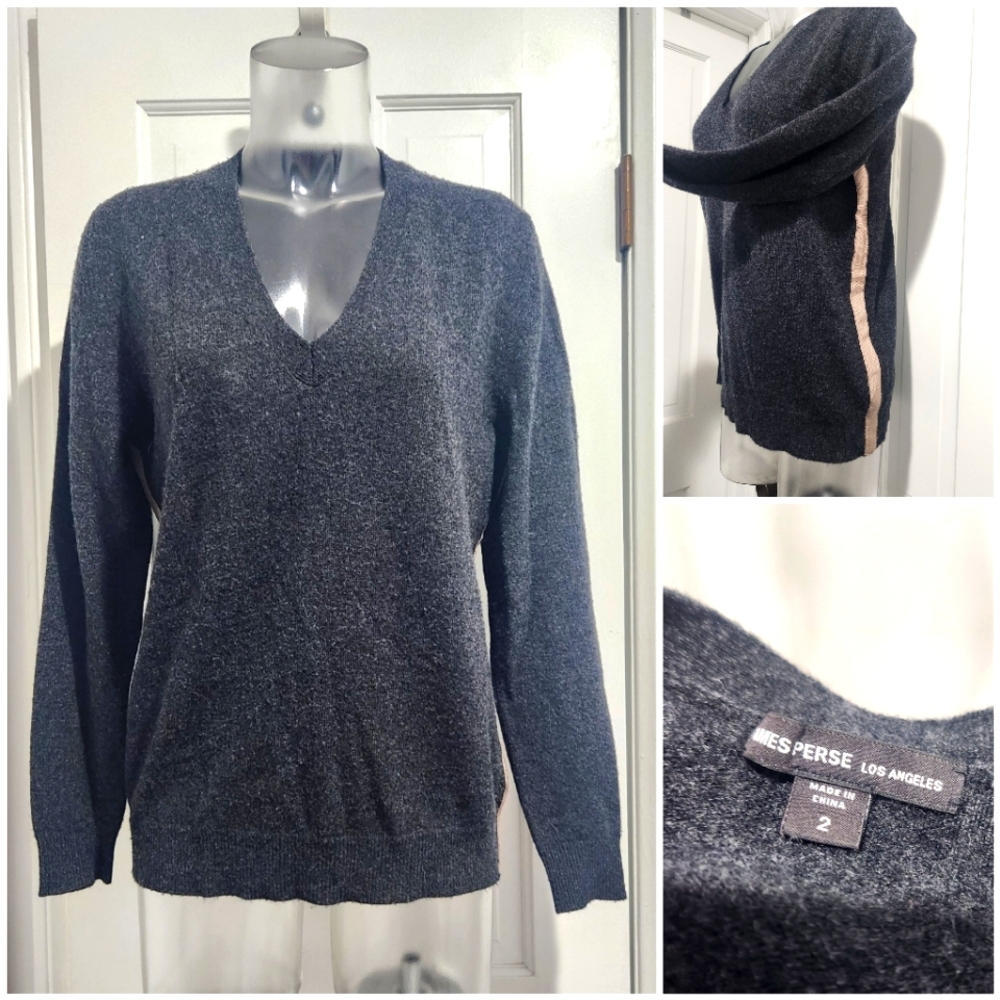 James Perse Gray Cashmere Sweater 2